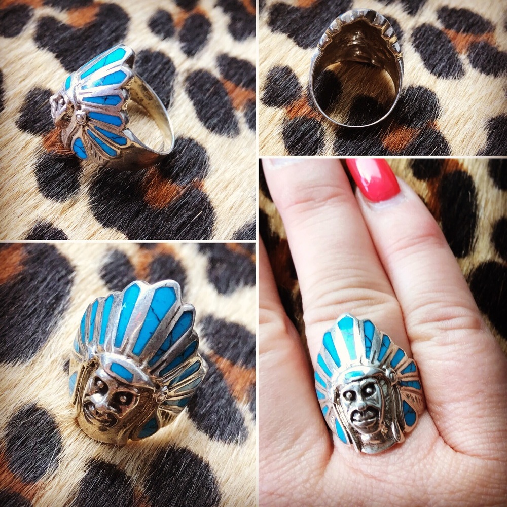 Sleeping beauty Navajo turquoise Indian ring